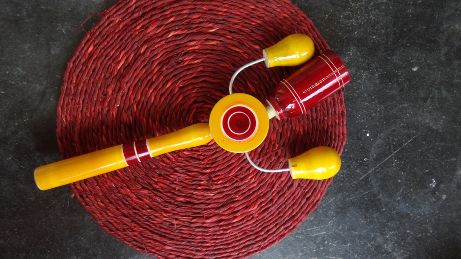 Couldn't resist that bright yellow and the brilliant sound that this Karnataka-made rattle makes!